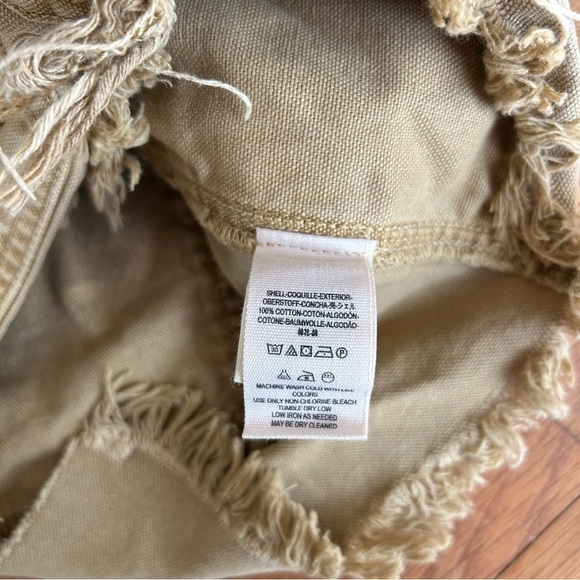 Free People Frayed Hem Distressed Cargo Mini Skirt Tan Khaki Women’s Size 26 - Picture 5 of 6